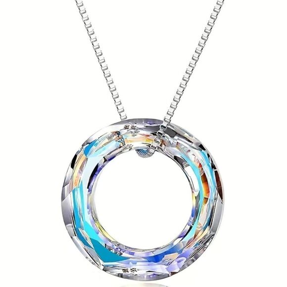 Circle Necklace with Austrian Crystal Jewelry for Women Teen Girls Birthday Gift - Picture 6 of 14